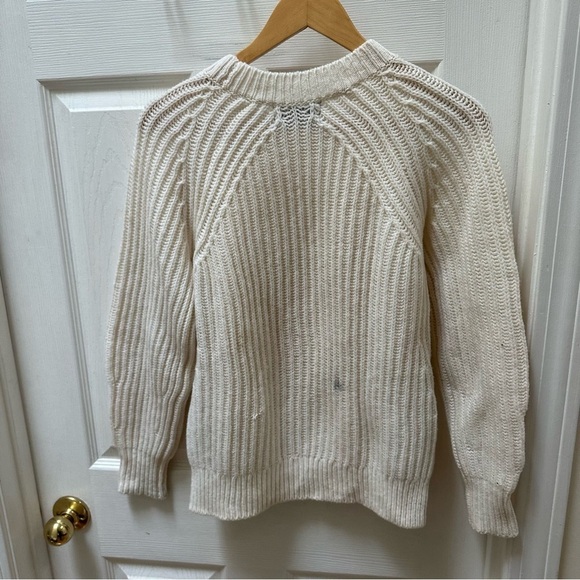 Everlane white cream wool fisherman sweater crew ribbed - Picture 5 of 7